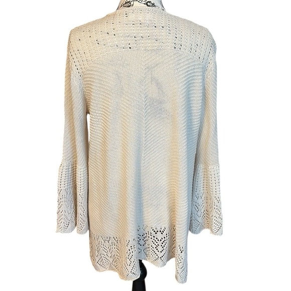LC Lauren Conrad Open Knit Cardigan Bell Sleeve Cream Size L - Picture 3 of 5